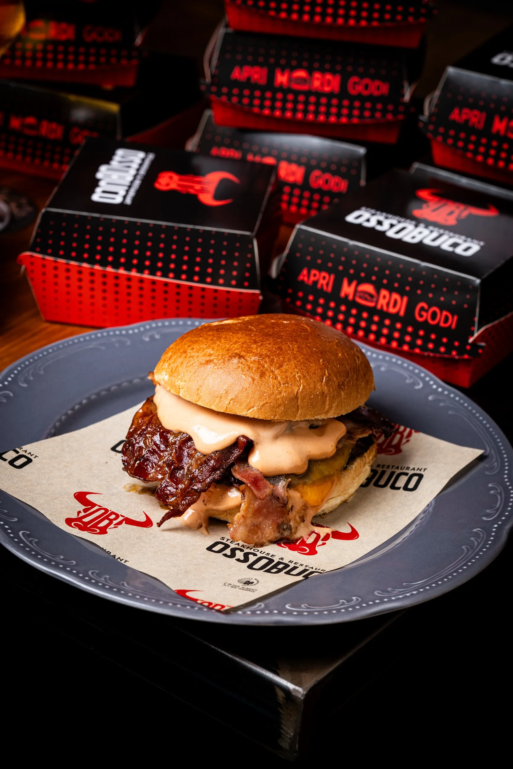 Our house burger, also to take away