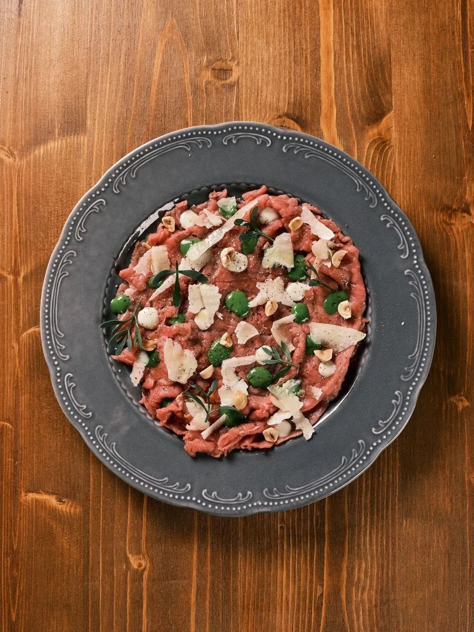 Veal carpaccio with parmesan shavings